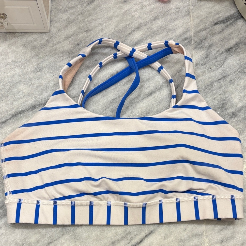 Lululemon Athletica Blue Striped Sports Bra
